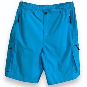 Pudolla Men’s Shorts Aqua Blue Size L, Waist 32/33, Tons of Pockets! NWOT